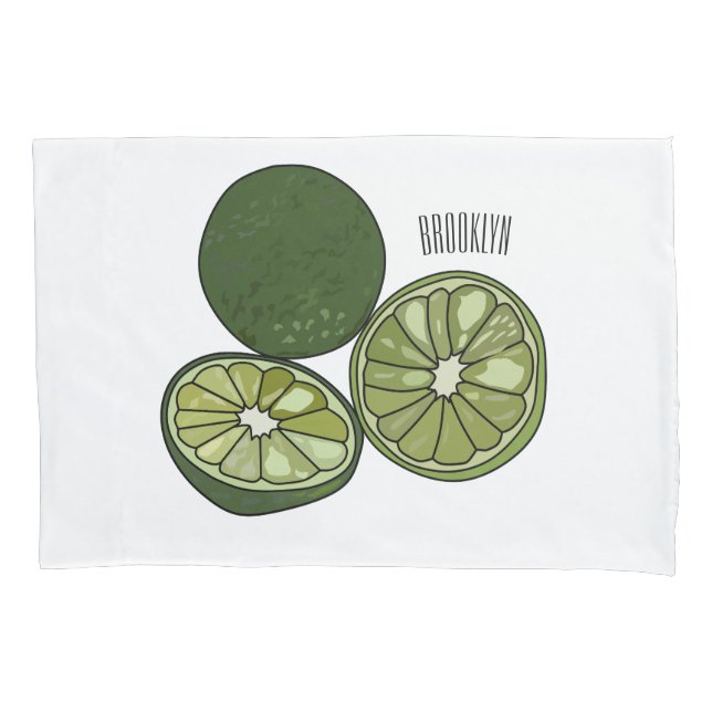 Kaffir lime cartoon illustration pillowcase (Front)