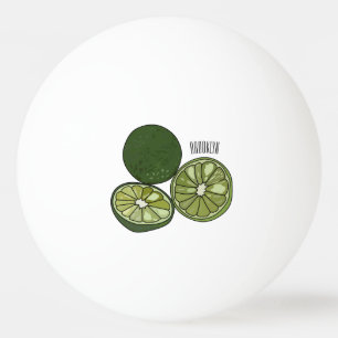 Kaffir lime cartoon illustration ping pong ball