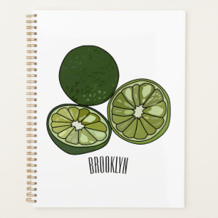 Kaffir lime cartoon illustration planner