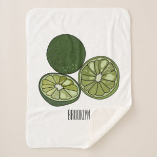 Kaffir lime cartoon illustration sherpa blanket