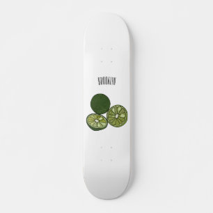 Kaffir lime cartoon illustration skateboard