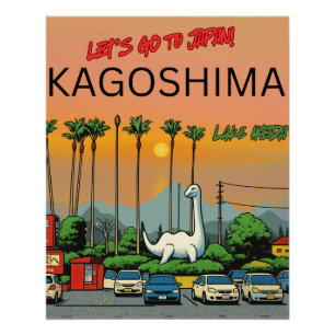 Kagoshima Lake Ikeda Japan travel Poster