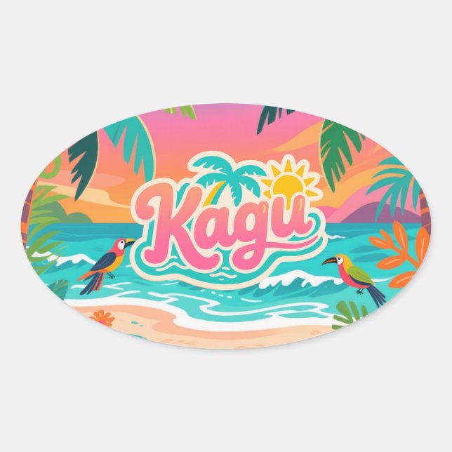 Kagu Tropical Oval Sticker (Front)