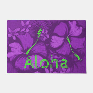 Kahala Hibiscus Hawaiian Lava Rock Aloha Violet Doormat