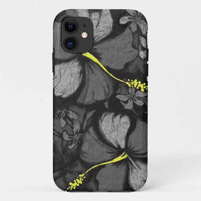Kahala Hibiscus Hawaiian Lava Rock Illustration Case-Mate iPhone Case (Back)