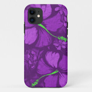 Kahala Hibiscus Hawaiian Lava Rock Illustration iPhone 11 Case
