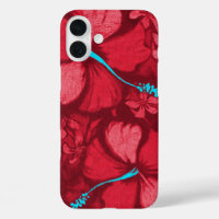 Kahala Hibiscus Hawaiian Lava Rock Red and Turq