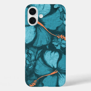 Kahala Hibiscus Hawaiian Lava Rock Teal iPhone 16 Plus Case