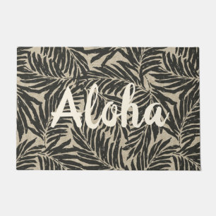 Kahanu Palms Hawaiian Faux Linen Texture Aloha Doormat