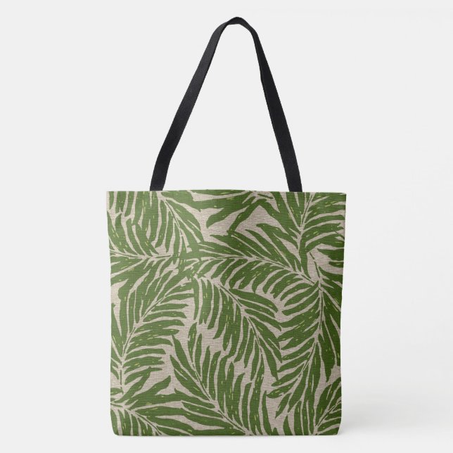 Kahanu Palms Hawaiian Linen Texture Beach Bag (Front)