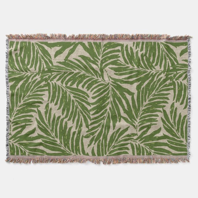 Kahanu Palms Hawaiian Linen Texture Throw Blanket (Front)