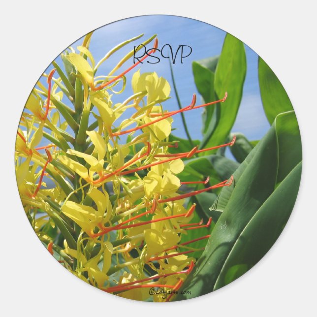 Kahili Ginger Wedding Envelope Seals/ Stickers (Front)