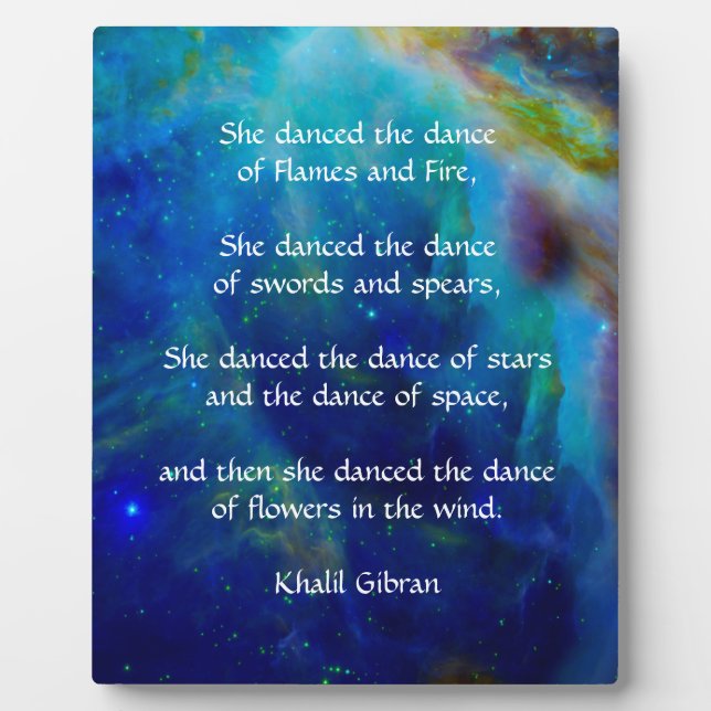 Kahlil Gibran Dance of stars Plaque (Front)