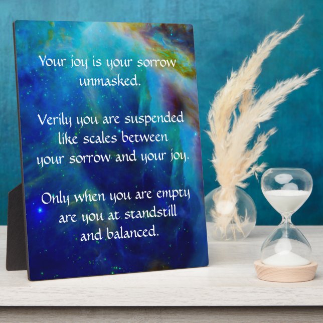 Kahlil Gibran on Joy and Sorrow Plaque (Side)