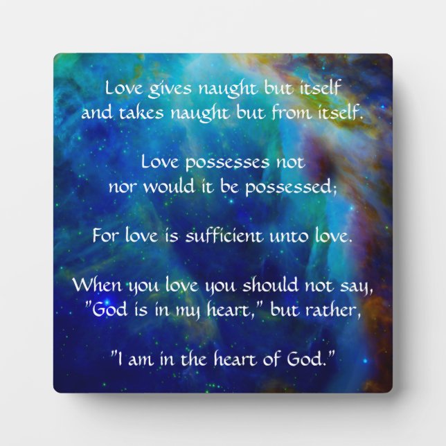 Kahlil Gibran on Love Plaque (Front)