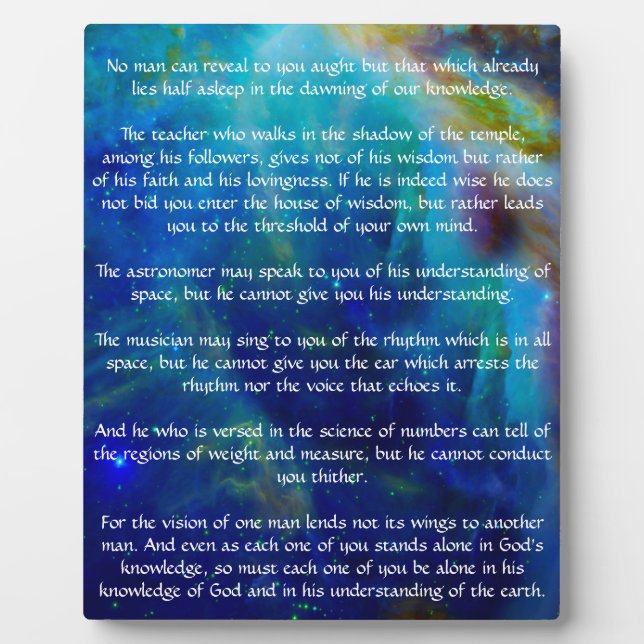 Kahlil Gibran on Teaching Plaque (Front)