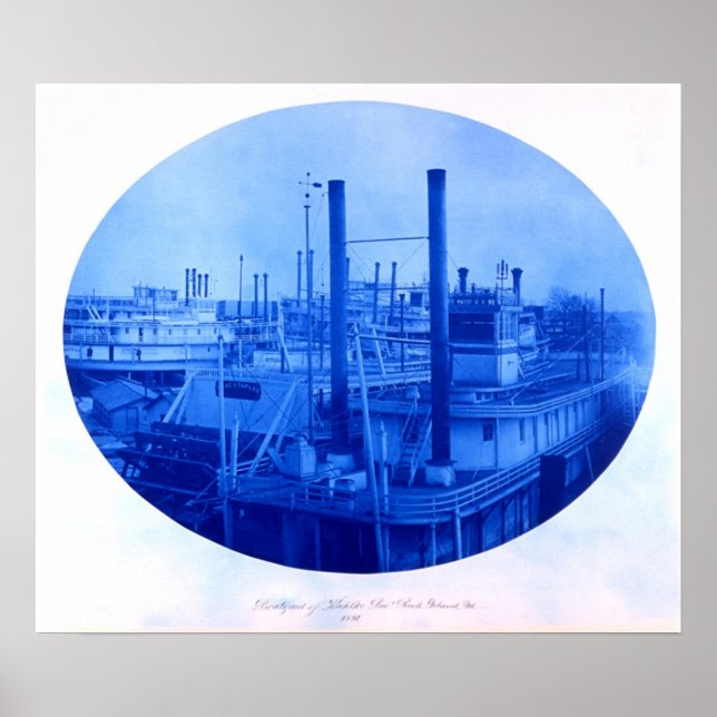 Kahlke Bros. Boatyard, Rock Island, IL, 1891 Poster (Front)