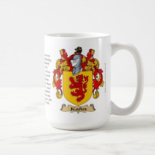 Kahn name, the Origin, the Meaning and the Crest Coffee Mug (Right)