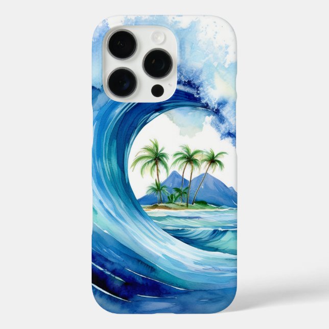 Kai Aloha Island Watercolor Wave Case-Mate iPhone Case (Back)