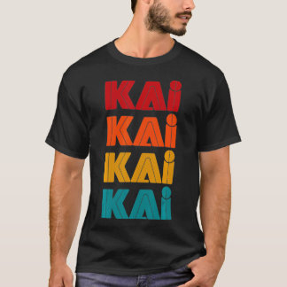 Kai Name, Retro Given Name Colourful Inline Font T-Shirt