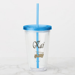 Kai Name With Fire Truck, Acrylic Tumbler