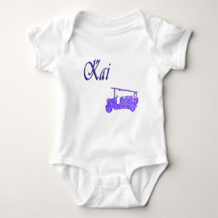Kai, Name With Fire Truck, Baby Bodysuit