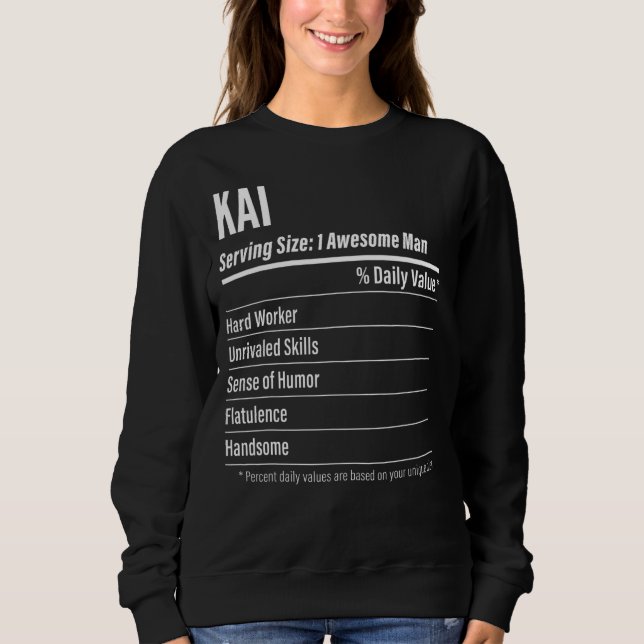 Kai Serving Size Nutrition Label Calories Sweatshirt (Front)