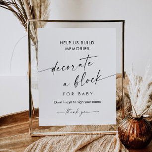 KAIA Decorate a Block Baby Shower Game Sign