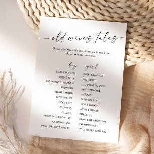 KAIA Old Wives Tales Baby Shower Game Card