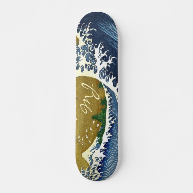 Kaijo no Fuji Hokusai wave Kanagawa woodblock art Skateboard (Front)