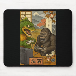 Kaiju bigfoot monsters play games japanese retro mouse pad