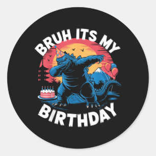 Kaiju Birthday Japan Monster Dinosuar Bruh Classic Round Sticker