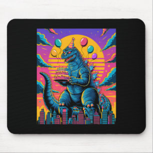 Kaiju Birthday Lloon And Cake Monster Movie Bday D Mouse Pad