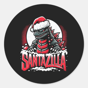 Kaiju Christmas Santazilla Japanese Monster Dinosa Classic Round Sticker