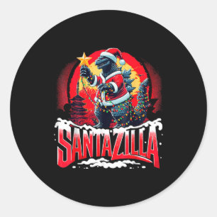 Kaiju Christmas Santazilla Japanese Monster Dinosa Classic Round Sticker