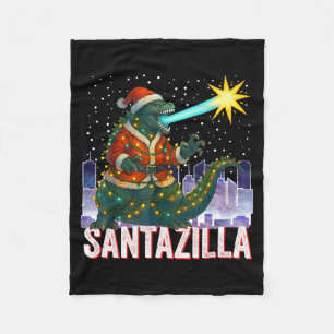 Kaiju Christmas Santazilla Japanese Monster Dinosa Fleece Blanket