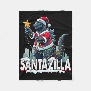 Kaiju Christmas Santazilla Japanese Monster Dinosa Fleece Blanket