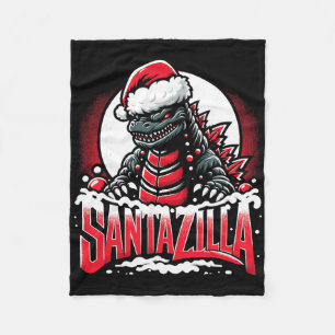 Kaiju Christmas Santazilla Japanese Monster Dinosa Fleece Blanket