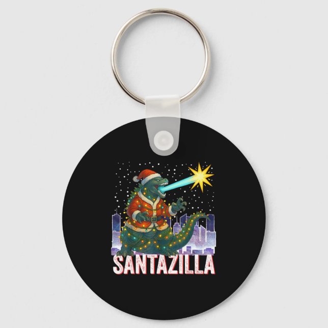 Kaiju Christmas Santazilla Japanese Monster Dinosa Key Ring (Front)
