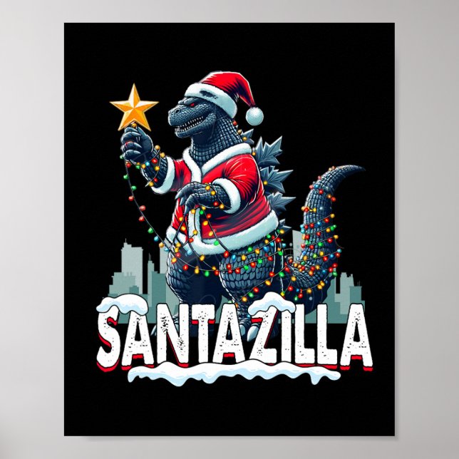 Kaiju Christmas Santazilla Japanese Monster Dinosa Poster (Front)