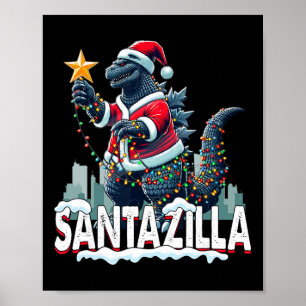 Kaiju Christmas Santazilla Japanese Monster Dinosa Poster