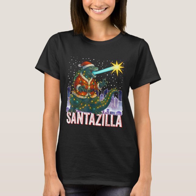 Kaiju Christmas Santazilla Japanese Monster Dinosa T-Shirt (Front)