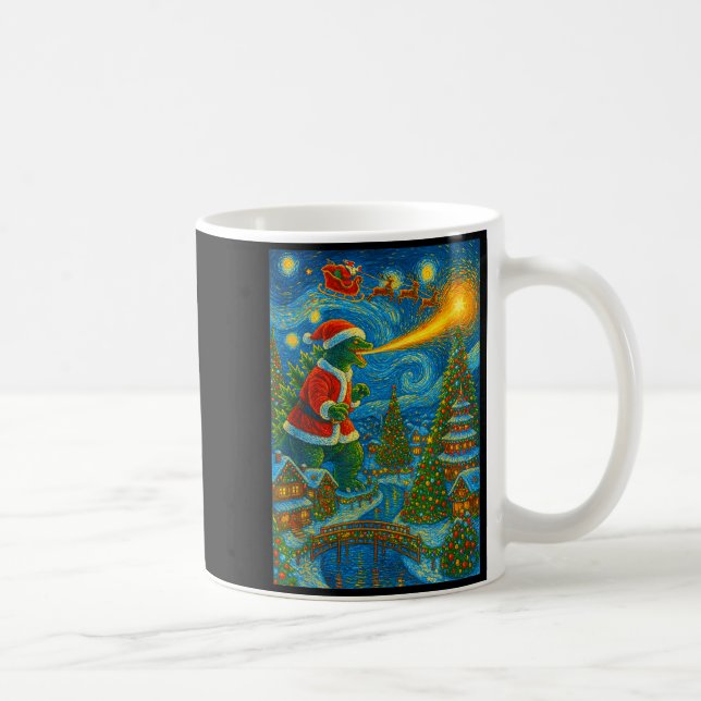 Kaiju Christmas Van Gogh Starry Night Japanese Mon Coffee Mug (Right)