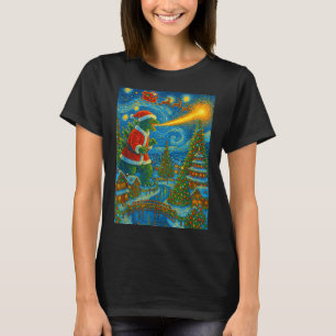 Kaiju Christmas Van Gogh Starry Night Japanese Mon T-Shirt