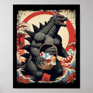 Kaiju Easter Vintage Shirt Monster Eggs Easter Day Poster