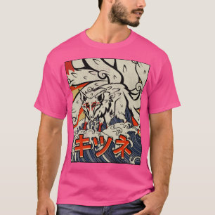 Kaiju Kitsune Nine Tailed Fox Great Wave Off Kanag T-Shirt
