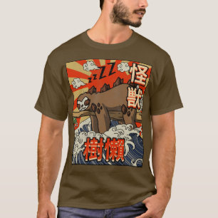 Kaiju Sloth Great Wave Off Kanagawa Japanese Kaiji T-Shirt