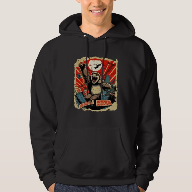 Kaiju Sloth Monster Creature Attack Japan City Hoodie (Front)