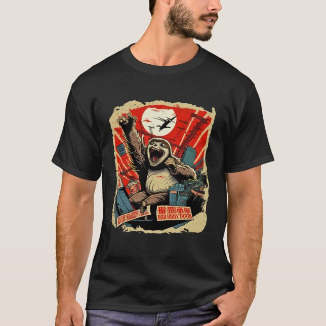 Kaiju Sloth Monster Creature Attack Japan City T-Shirt (Front)
