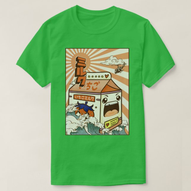 Kaiju Strawberry Milk Carton Japanese Monster Gift T-Shirt (Design Front)